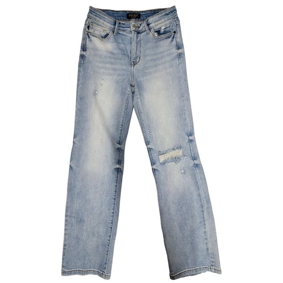 Judy Blue Womens 3/26 Distressed Light Wash Straight Fit Jeans Pre-owned - Picture 1 of 8